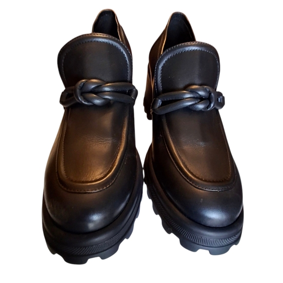 Voile Blanche Carine Black Leather Slip-On Ankle Chunky Loafers Size Women 10.5 - Picture 5 of 16